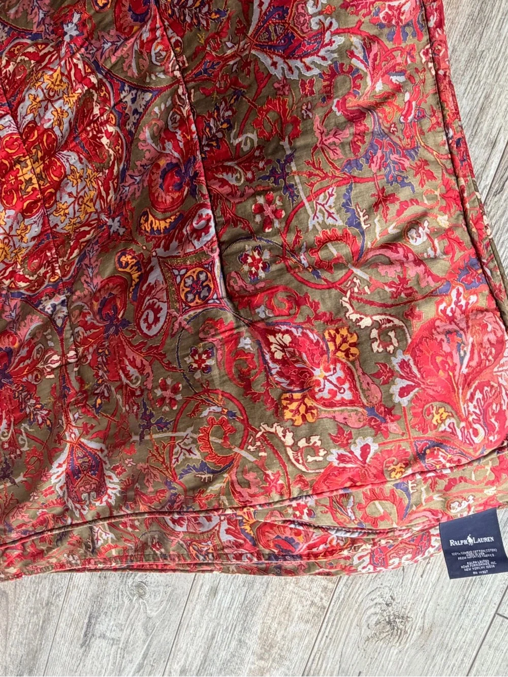 Ralph Lauren Sateen Galahad Red Vintage Paisley Full Queen Bed Comforter